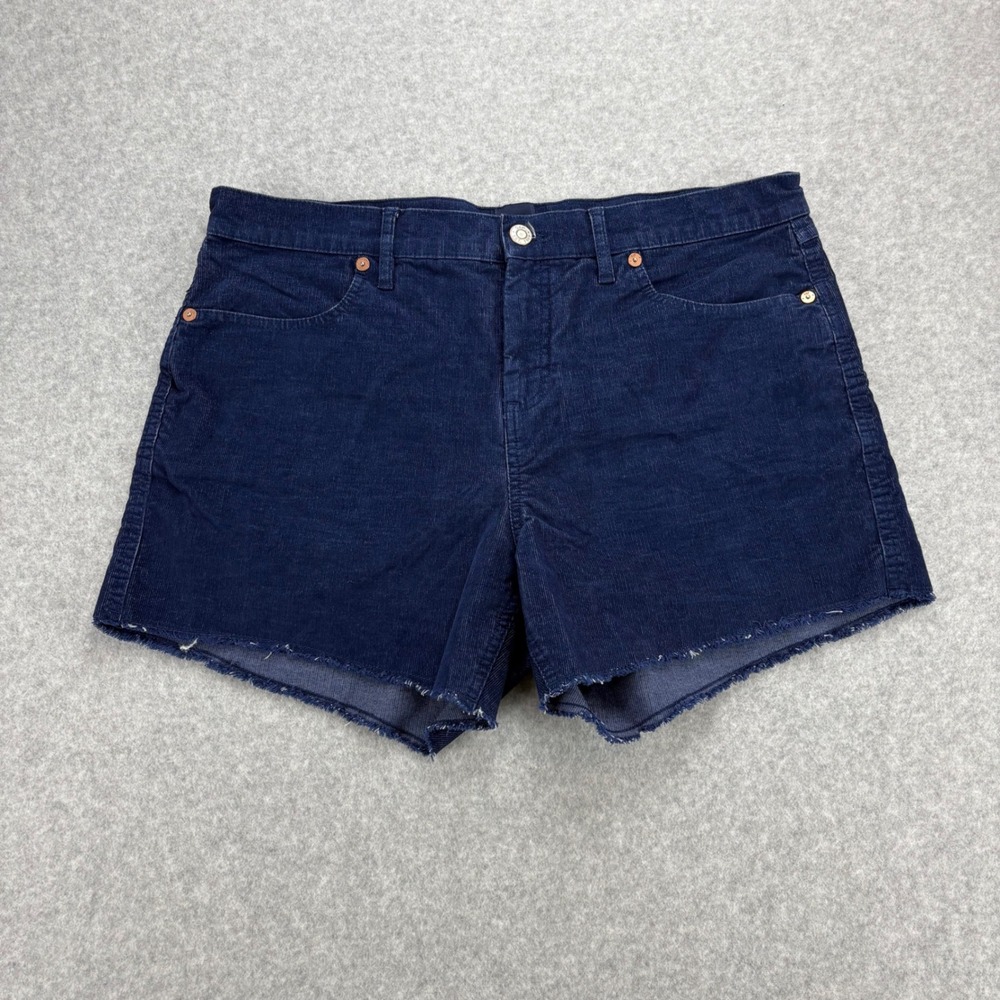 Gap Corduroy Shorts Womens‎ 12 Navy Blue Cutoff Raw Hem Boho Summer Casual Indie